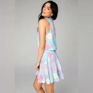 Buddy Love Sage Groovy pastel mini dress sleeveless ruffle Size XS